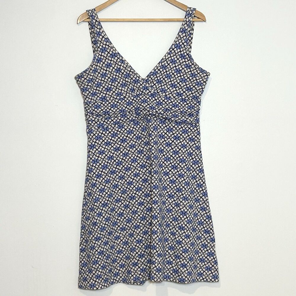 Patagonia Organic Cotton Spandex Floral Dress Blue White Sleeveless Women’s L